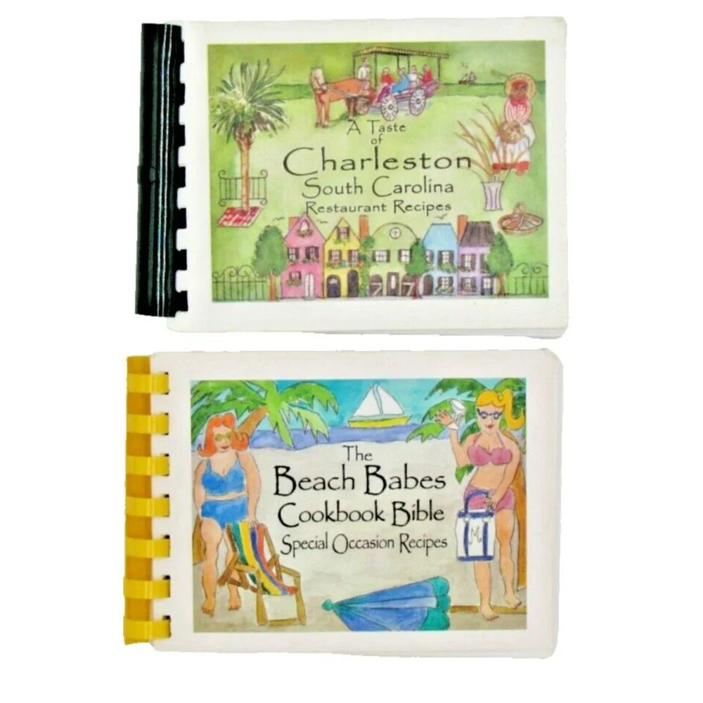 Spiral Cookbooks Y2K  A Taste of Charleston & Beach Babes Cookbook Bible Recipes